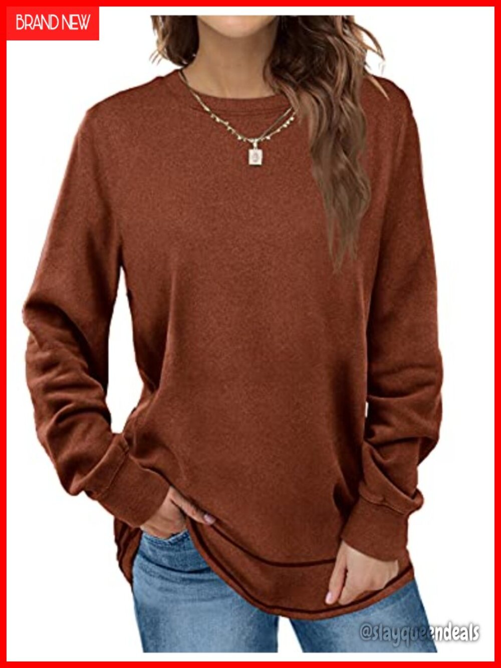 Women's Crewneck Long Sleeve Tunic Sweatshirt